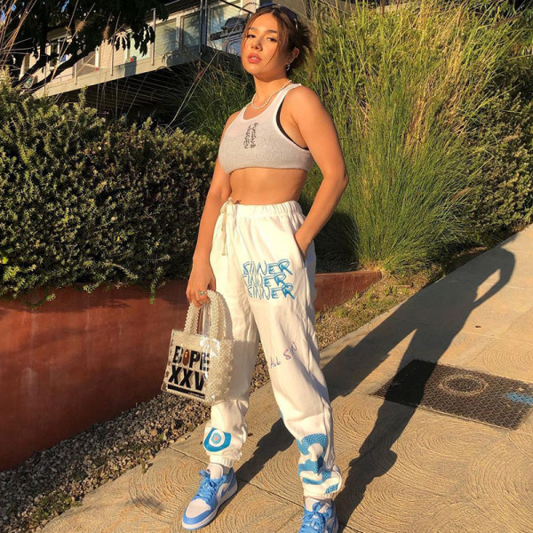 Women's 2021 autumn new fashion letter printing casual sports pants footwear pants X21PT495