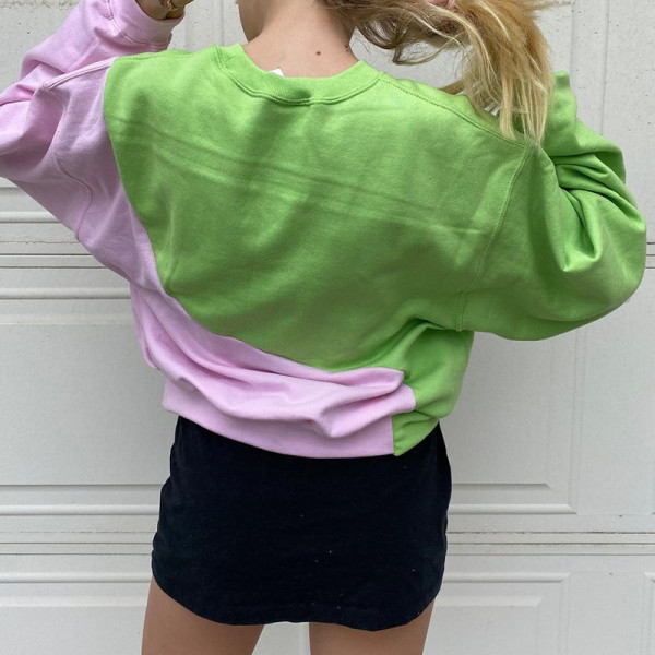 Casual sports style autumn 2021 new jacket Tai Chi stitching contrast loose round neck pullover guard HT17644