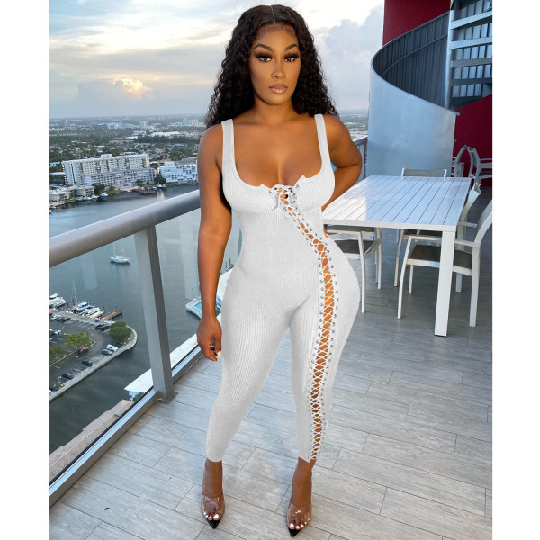 Women's fashion summer new sexy strappy cutout jumpsuit C5245