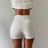 2021 autumn women's new lamb velvet jacket bag hip shorts casual suit K21S05276