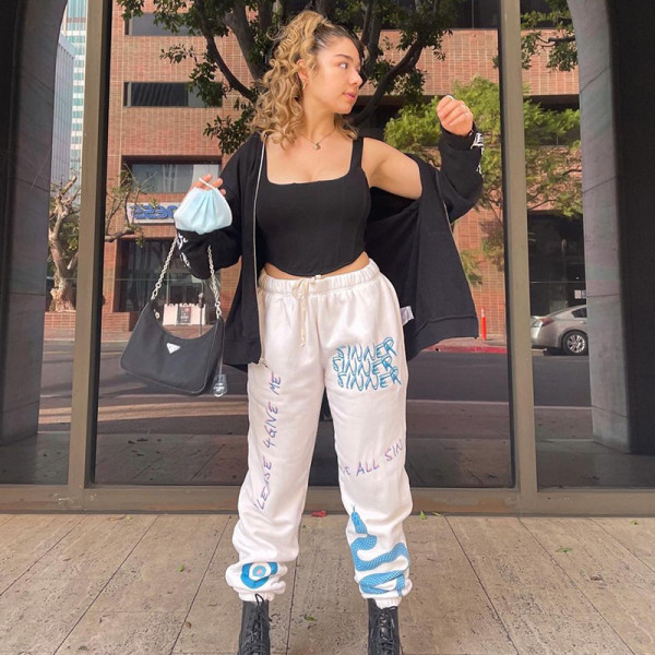 Women's 2021 autumn new fashion letter printing casual sports pants footwear pants X21PT495