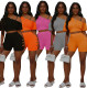 Shredded strapless fashion sports short two-piece suit SD25118