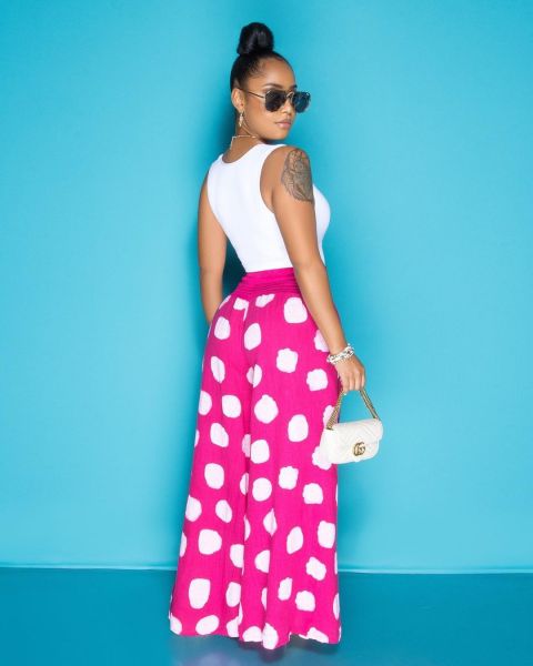 Printed casual vogue letters wide-leg culottes with pockets SD3109