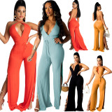 Women's halter split sexy low-cut strappy jumpsuit SD26124