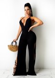 Women's halter split sexy low-cut strappy jumpsuit SD26124