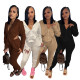 Pure color zipper hooded ladies long-sleeved trousers casual sports suit MM2136