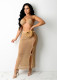 Women's sexy knitted suit, hollow swimsuit, beach blouse, two-piece skirt suit  Z0117