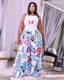 Printed casual vogue letters wide-leg culottes with pockets SD3109