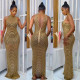 Sexy halter nightclub party dress hot diamond perspective long skirt X5259