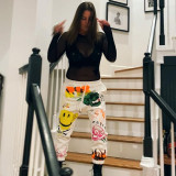 Women's 2021 autumn cartoon print sports and leisure fashion ladies trousers and trousers X21PT473