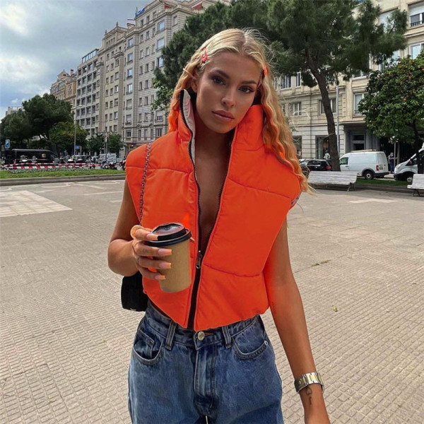 2021 autumn and winter new women's fashion positive and negative two-wear lapel zipper cardigan loose jacket cotton coat W21C04964