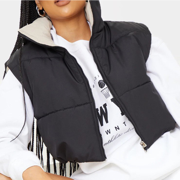 2021 autumn and winter new women's fashion positive and negative two-wear lapel zipper cardigan loose jacket cotton coat W21C04964