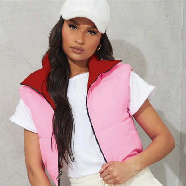 2021 autumn and winter new women's fashion positive and negative two-wear lapel zipper cardigan loose jacket cotton coat W21C04964