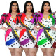V-neck long-sleeved color characteristic printed ladies dress DHN003