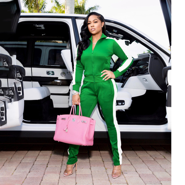 Long-sleeved trousers solid color characteristic leisure sports ladies suit HN049