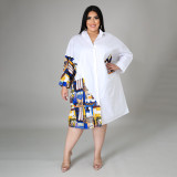 Featured stitching plus size ladies shirt dress DHN004