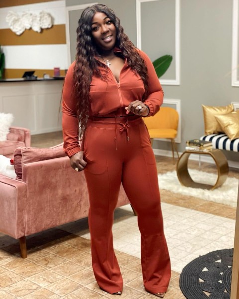 Women's casual sports zipper suit plus size women's flared pants two-piece suit L21821