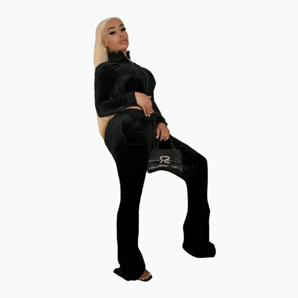 Women's clothing Autumn women's clothing Casual comfortable velvet long-sleeved 2-piece suit FFT1131