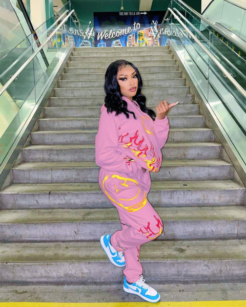Women's spring and autumn graffiti printing two-piece ladies sweater set FFD1130