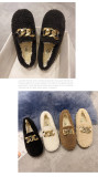 2021 autumn new large size foreign trade low-heeled flat-bottomed low-top spot suede warm round head solid color single shoes women HWJ749