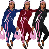 Long-sleeved positioning print jumpsuit L6306