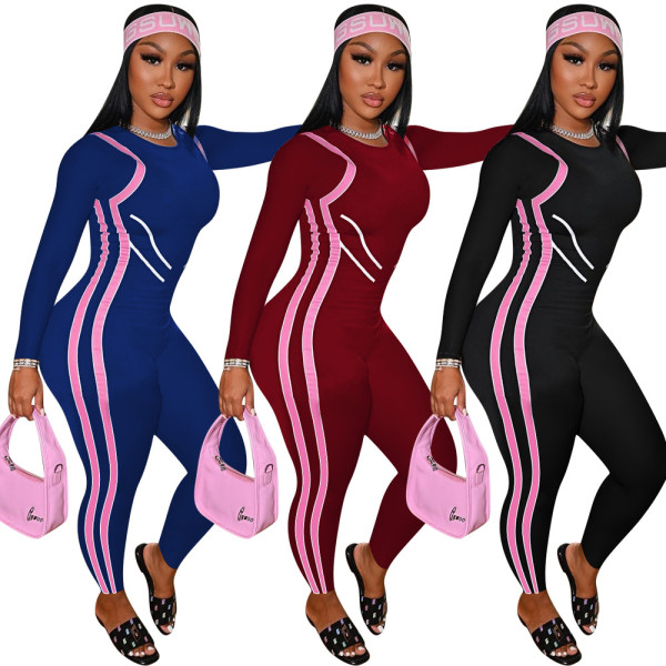 Long-sleeved positioning print jumpsuit L6306