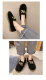 2021 autumn new large size foreign trade low-heeled flat-bottomed low-top spot suede warm round head solid color single shoes women HWJ749