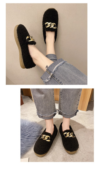 2021 autumn new large size foreign trade low-heeled flat-bottomed low-top spot suede warm round head solid color single shoes women HWJ749