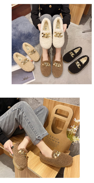 2021 autumn new large size foreign trade low-heeled flat-bottomed low-top spot suede warm round head solid color single shoes women HWJ749