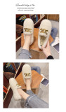2021 autumn new large size foreign trade low-heeled flat-bottomed low-top spot suede warm round head solid color single shoes women HWJ749