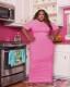 Plus size women's clothing fat lady dress with hat pleated solid color dress MH82076