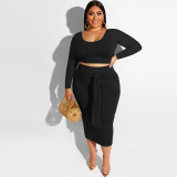 Plus size women's tight-fitting buttocks sexy strappy two-piece suit MH82083