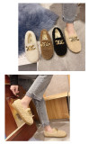 2021 autumn new large size foreign trade low-heeled flat-bottomed low-top spot suede warm round head solid color single shoes women HWJ749