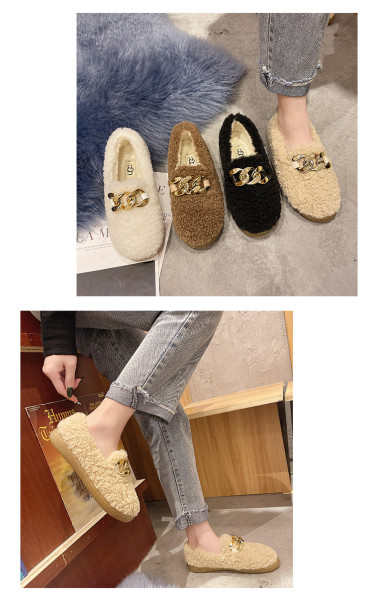 2021 autumn new large size foreign trade low-heeled flat-bottomed low-top spot suede warm round head solid color single shoes women HWJ749