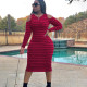 Autumn new style striped off-shoulder long-sleeved fashion casual dress L6211