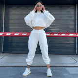 2021 autumn foreign trade women's new style fleece thick loose wild long-sleeved sweater casual trousers suit K21S05563