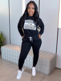 Women's fashion sexy autumn and winter long-sleeved imitation cotton suit casual round neck two-piece suit JH 268