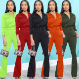 Fashion casual solid color flared pants suit DL88012