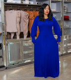 Women's Long Skirt Dress Lantern Sleeve Pure Color Long Skirt Long Sleeve Autumn AL115