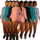 Women's wrinkle solid color casual suit D8278-1