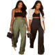 Fashion casual striped satin jacquard loose trousers JC7065