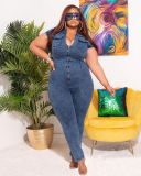 European and American fat ladies women's clothing plus size stretch snowflake jumpsuit QJ5294