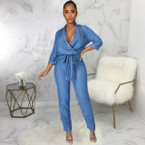Fashion trend slim fit casual denim jumpsuit HSF2922