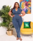 European and American fat ladies women's clothing plus size stretch snowflake jumpsuit QJ5294