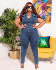 European and American fat ladies women's clothing plus size stretch snowflake jumpsuit QJ5294
