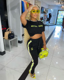 2021 new women's stitching imitation reflective sports and leisure suit two-piece suit A8618