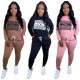 Women's fashion sexy autumn and winter long-sleeved imitation cotton suit casual round neck two-piece suit JH 268