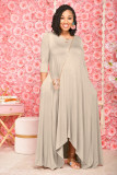 Ladies' uneven hem super wide flared dress [with pockets] JR3642