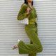 2021 autumn new women's hooded cardigan velvet top high waist straight trousers casual suit women K21S05279