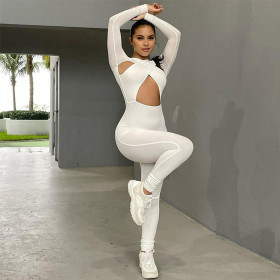 2021 Fall Women's New Products Sexy Hollow High Waist Skinny Long Sleeve Sports Leisure Fitness Jumpsuit K21Q04557